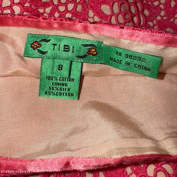 EUC RARE Tibi Crochet Lace Doily Fit & Flare Skirt Pink Tan Size 8 - Picture 3 of 6